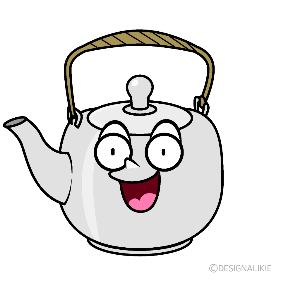 かわいい驚く急須イラスト