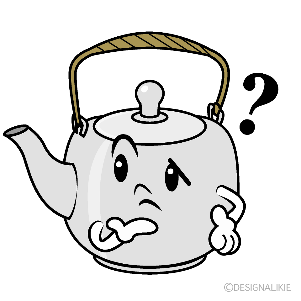 かわいい考える急須イラスト