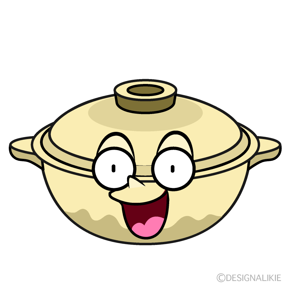 かわいい驚く土鍋イラスト