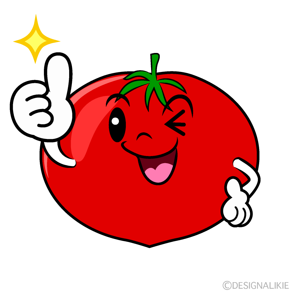 かわいいいいねするトマトイラスト