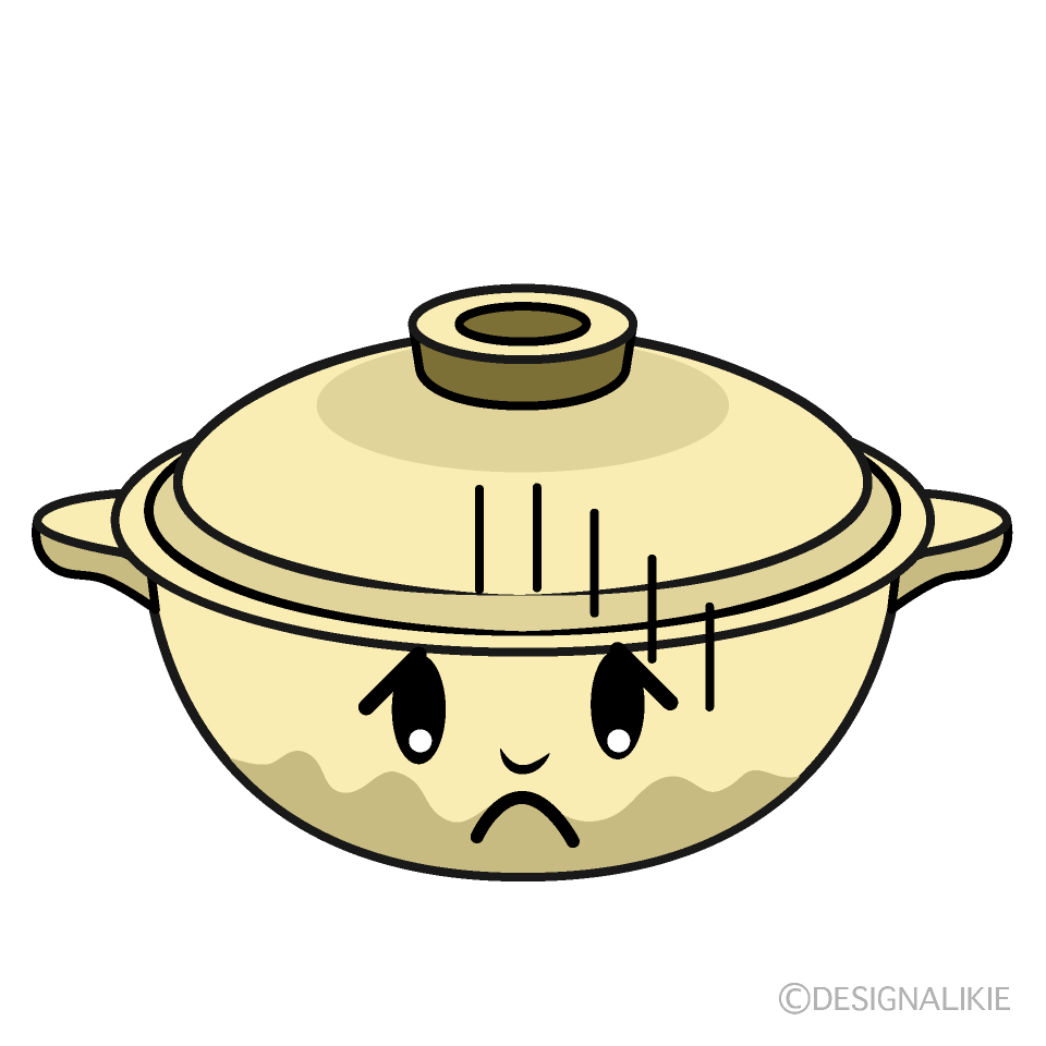 かわいい落ち込む土鍋イラスト