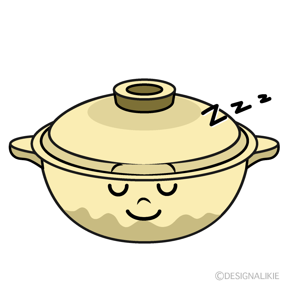 かわいい寝る土鍋イラスト