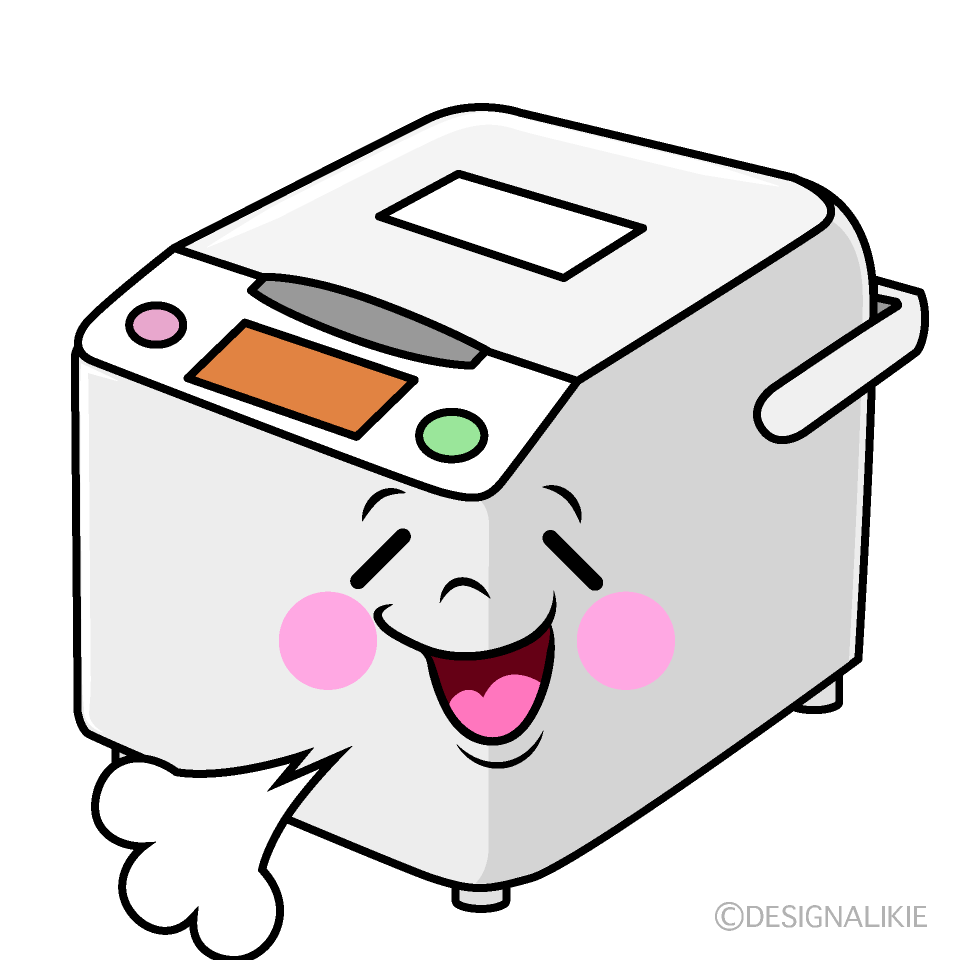 かわいいリラックスする炊飯器イラスト