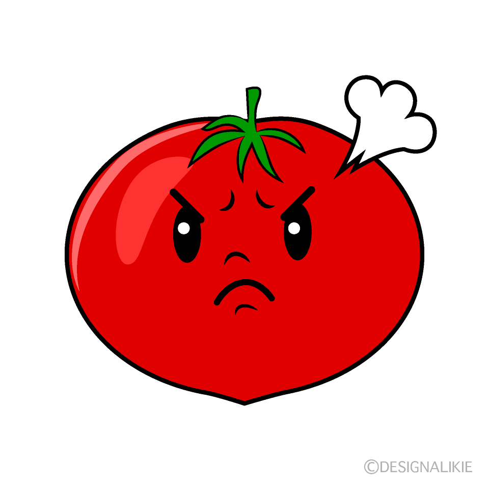 かわいい怒るトマトイラスト