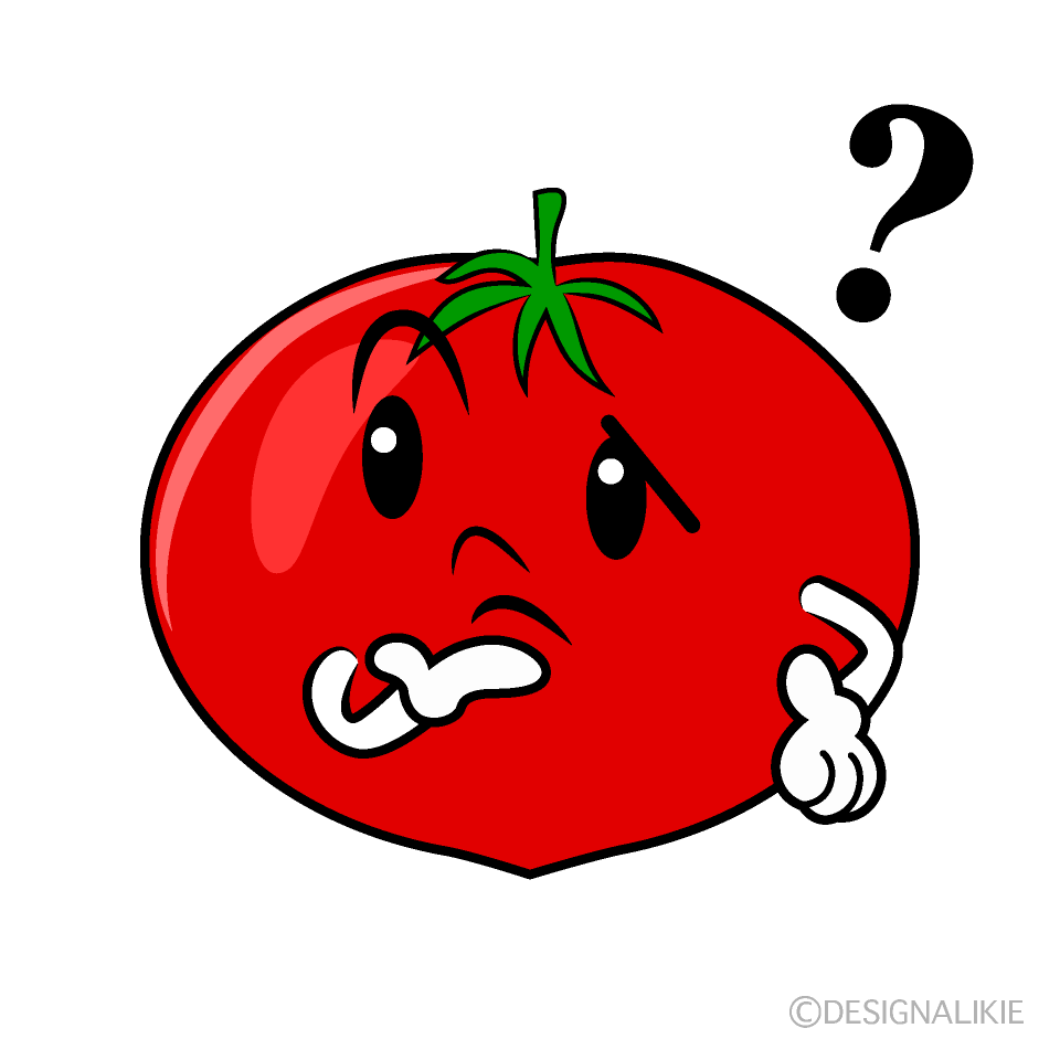 かわいい考えるトマトイラスト