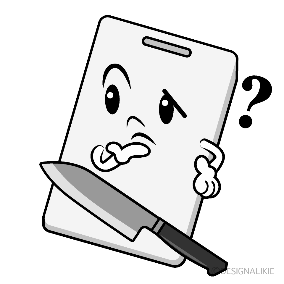かわいい考えるまな板イラスト