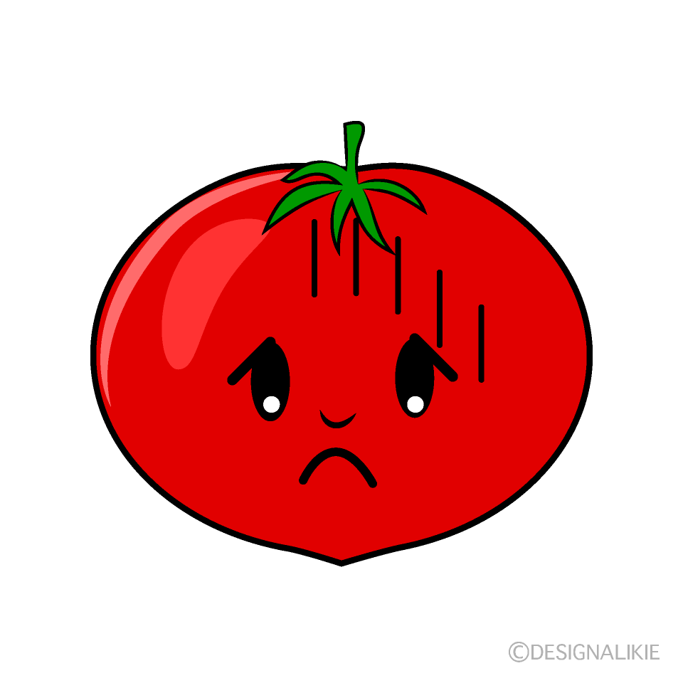 かわいい落ち込むトマトイラスト
