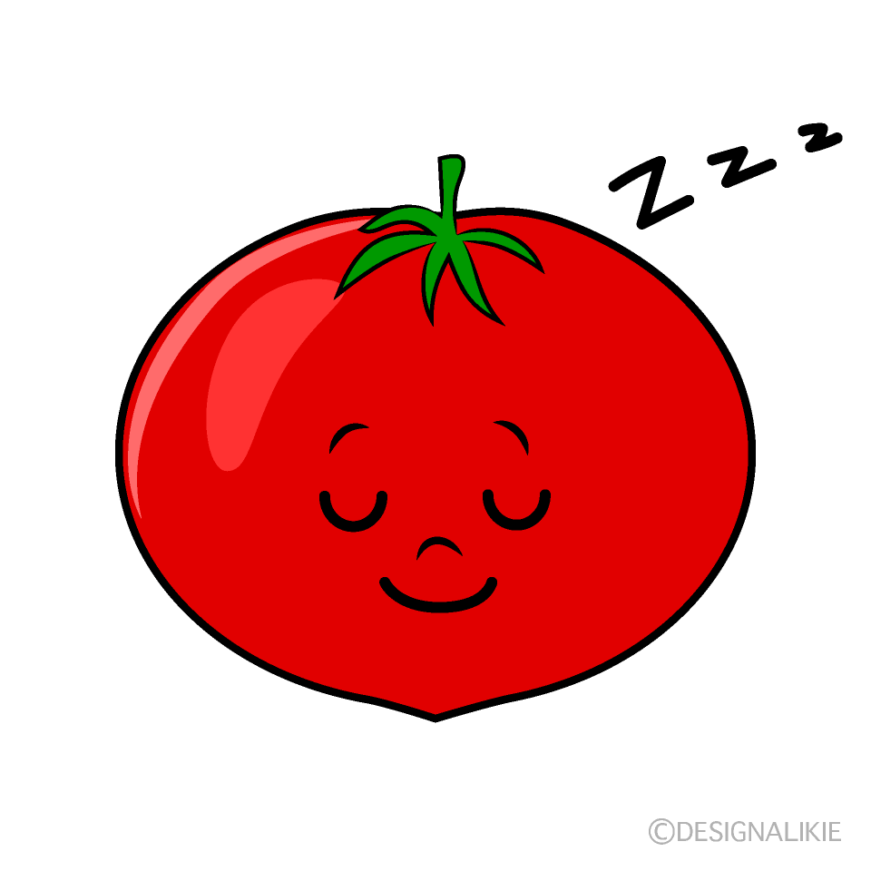 かわいい寝るトマトイラスト