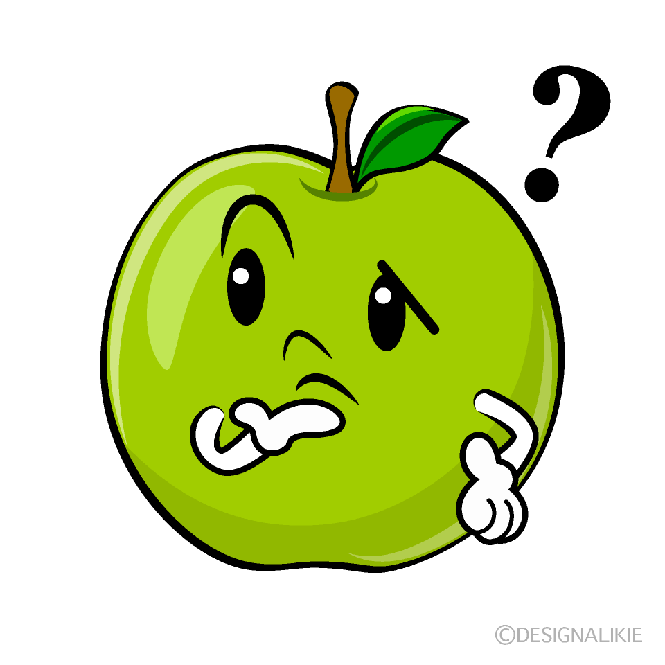 かわいい考える青りんごイラスト
