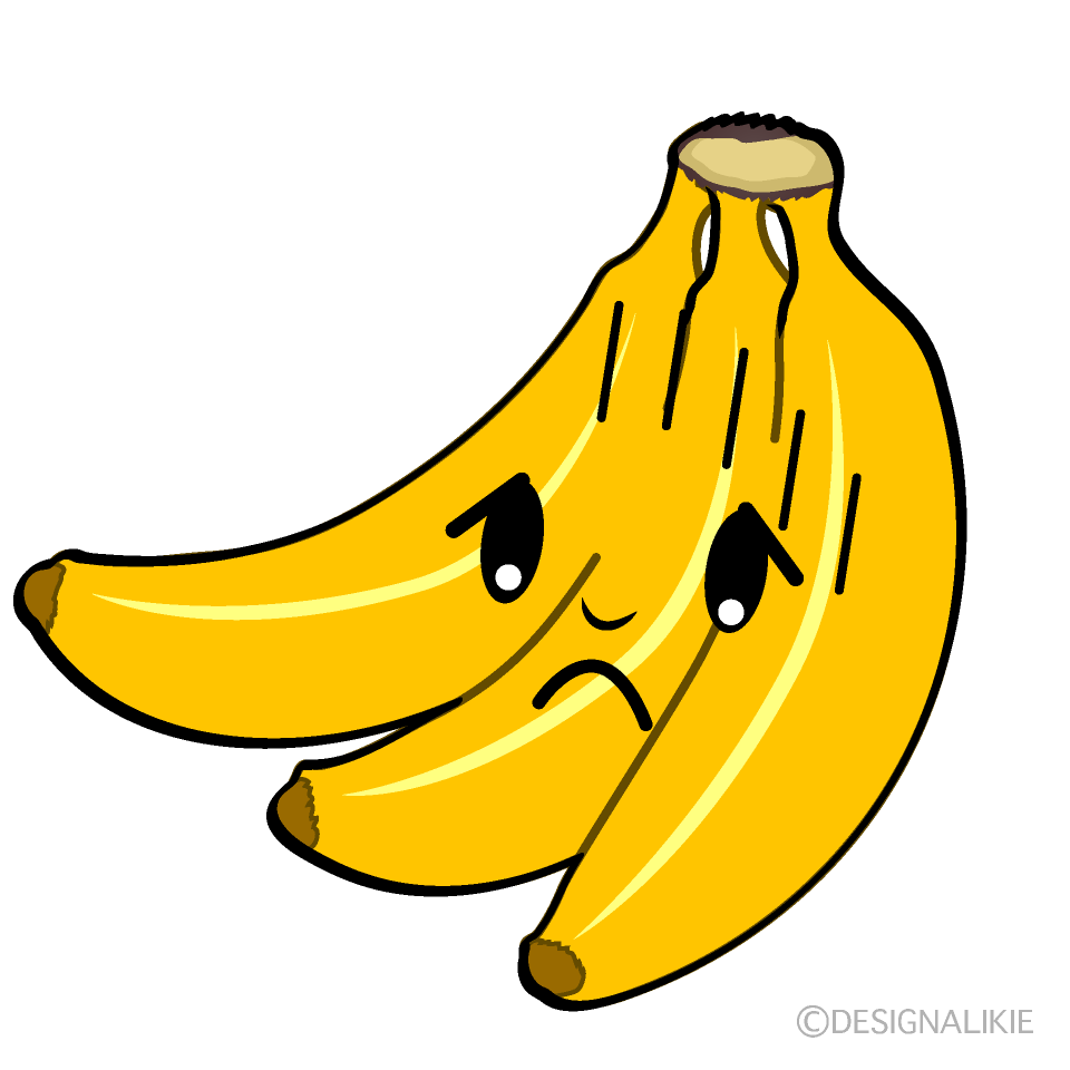 かわいい落ち込むバナナ房イラスト