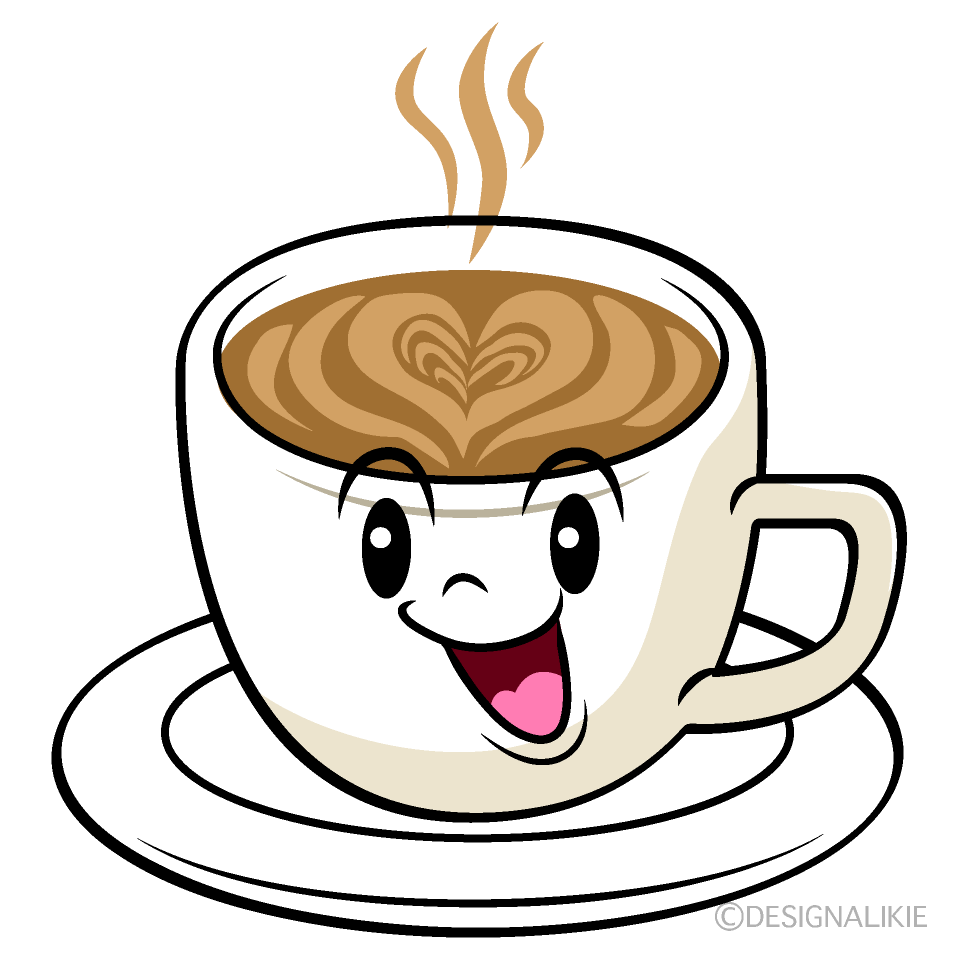 かわいい歌うカフェラテイラスト