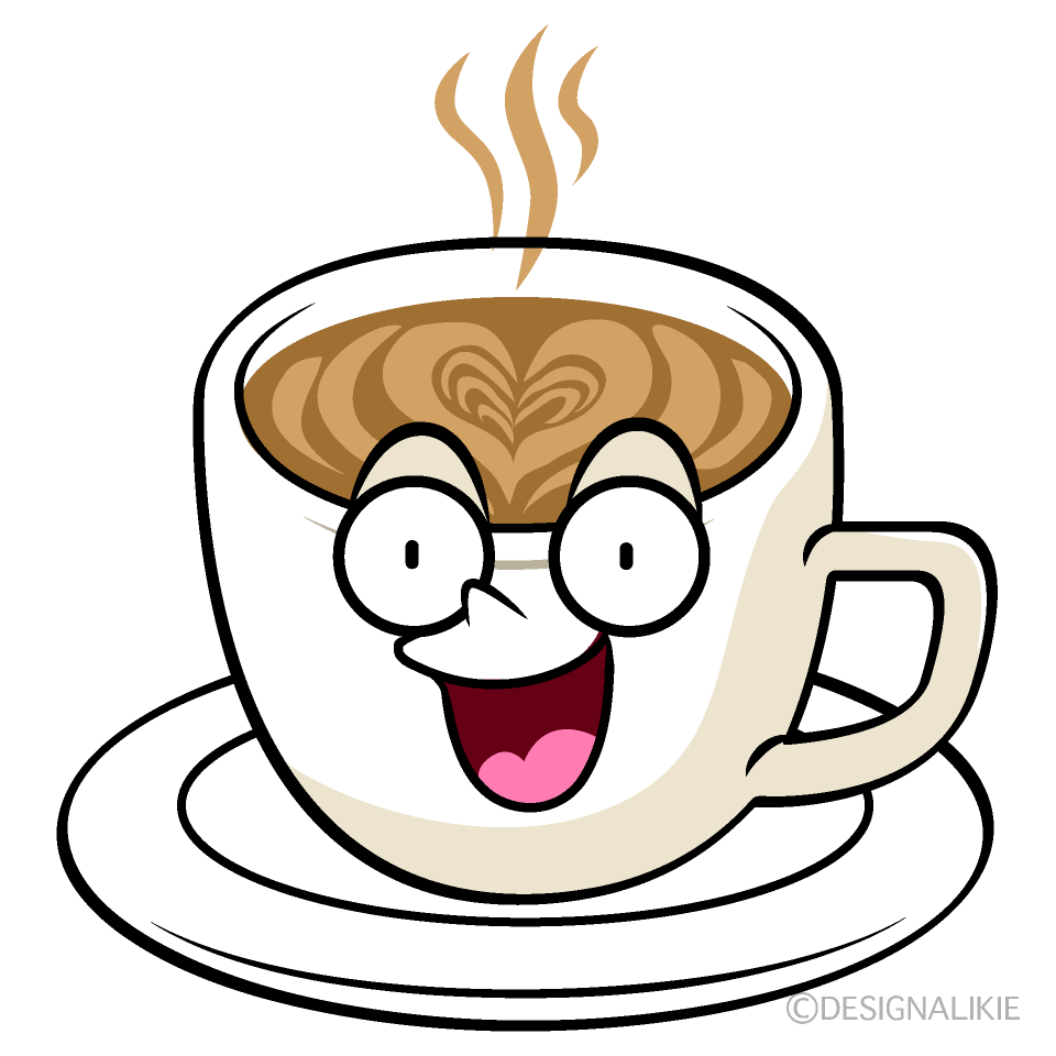 かわいい驚くカフェラテイラスト