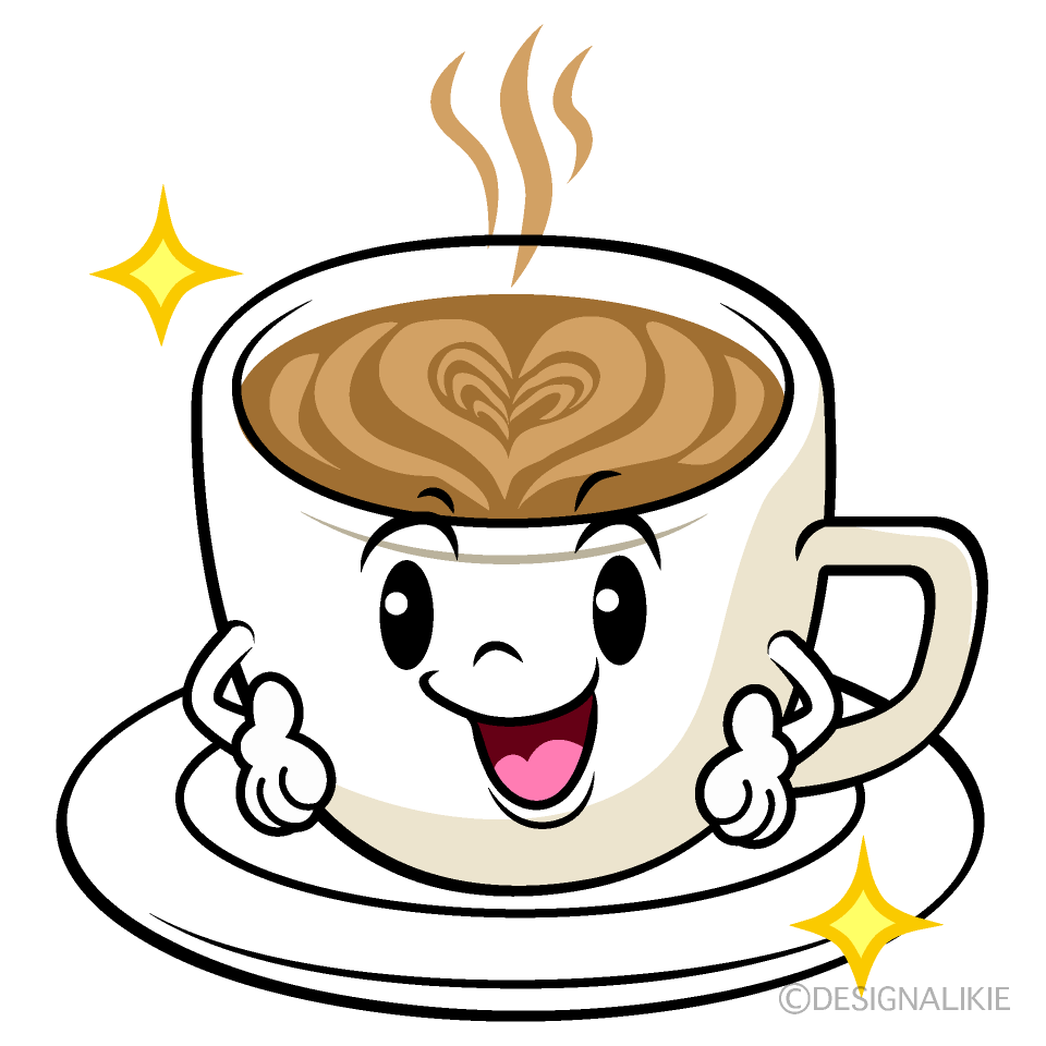 かわいい煌くカフェラテイラスト