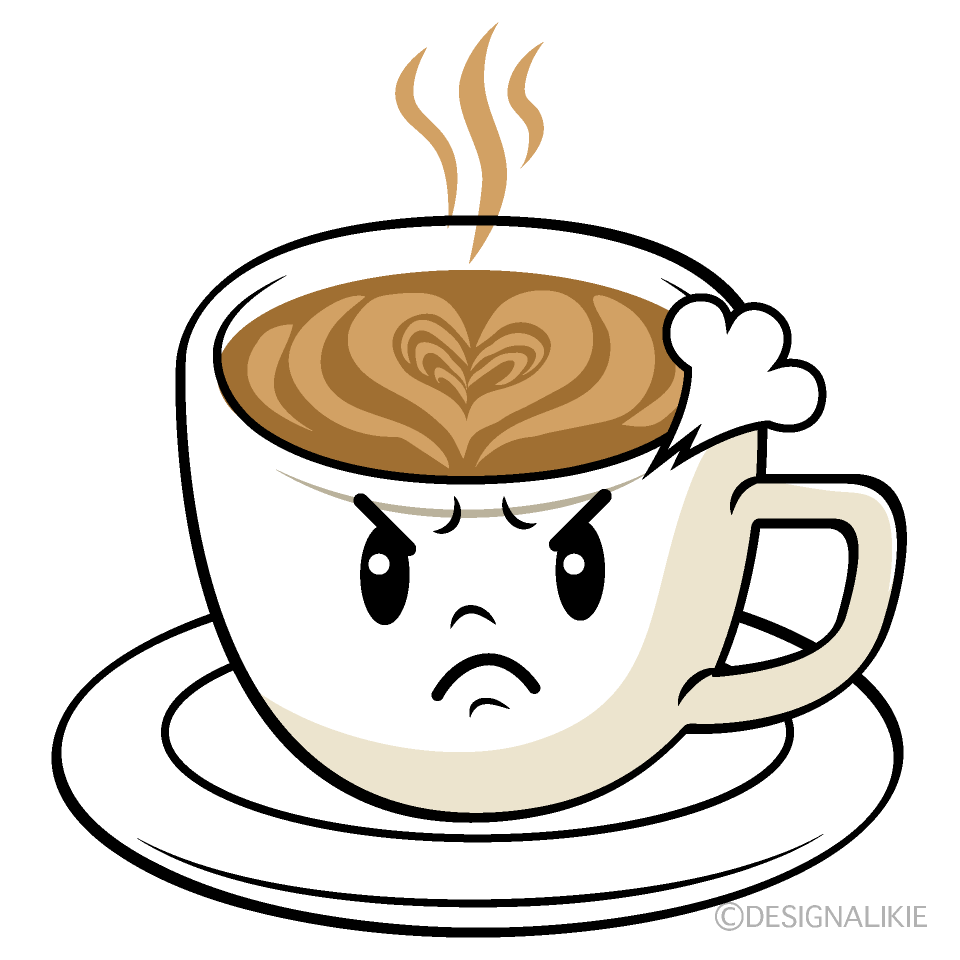 かわいい怒るカフェラテイラスト