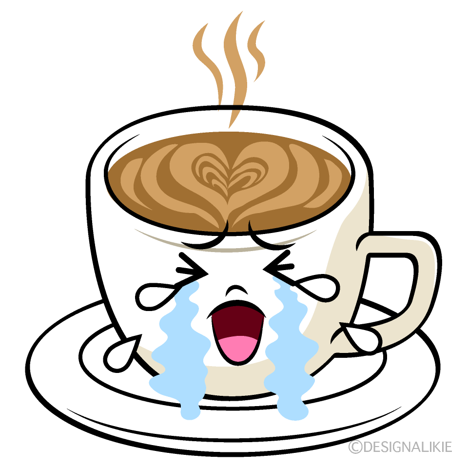 かわいい泣くカフェラテイラスト