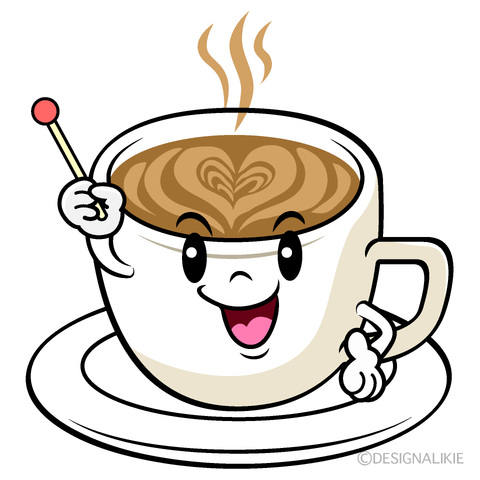 かわいい話すカフェラテイラスト