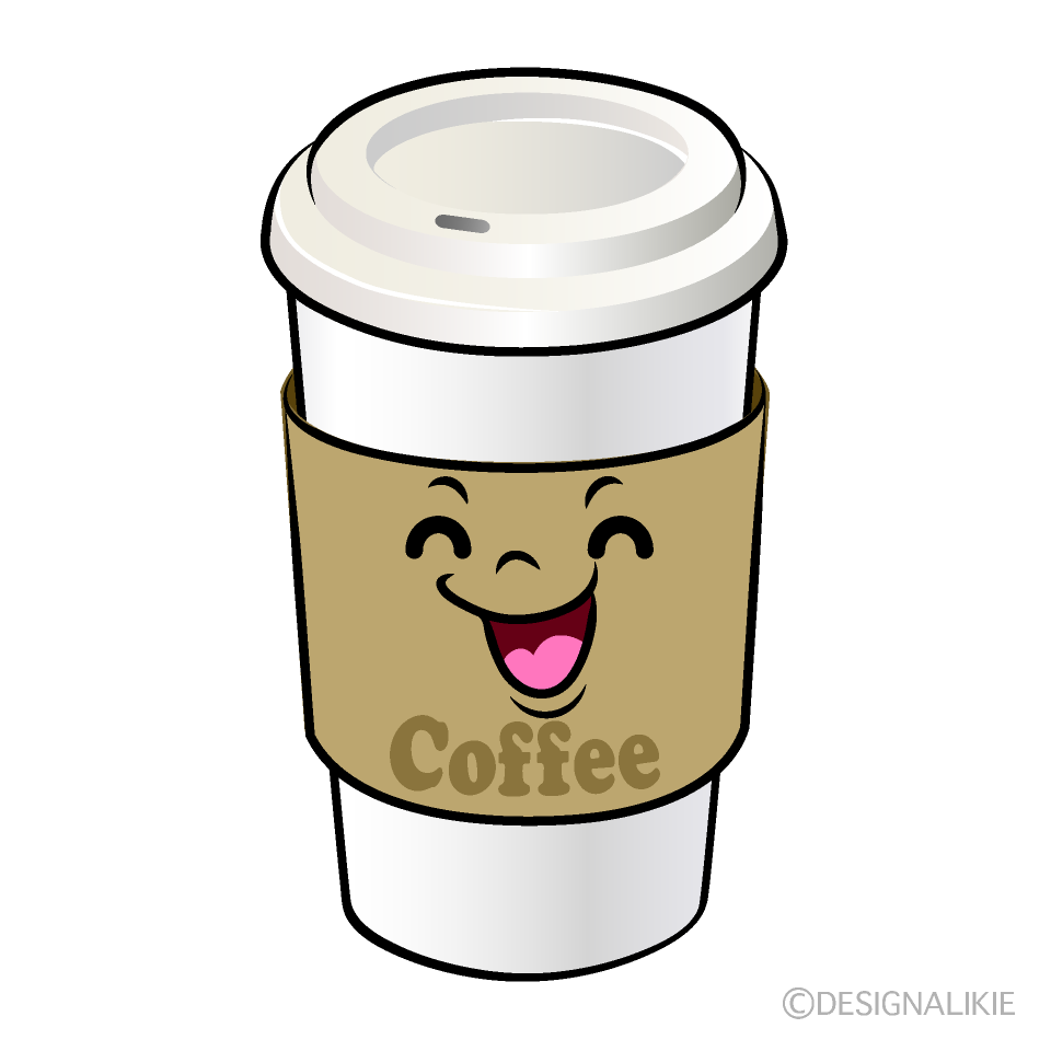 かわいい笑顔の紙カップコーヒーイラスト