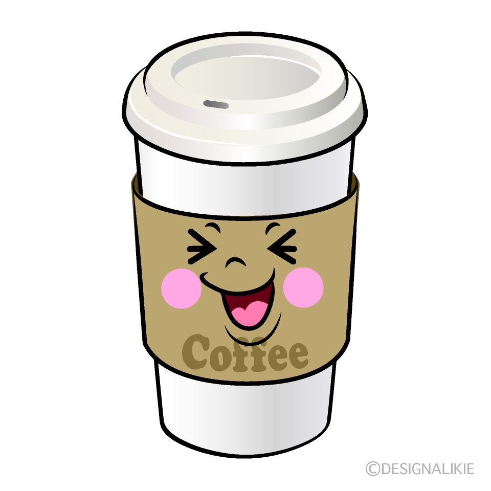 かわいい笑う紙カップコーヒーイラスト