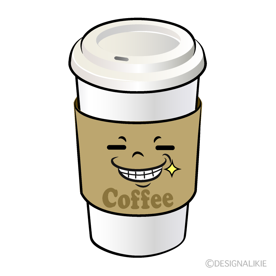 かわいいニヤリの紙カップコーヒーイラスト