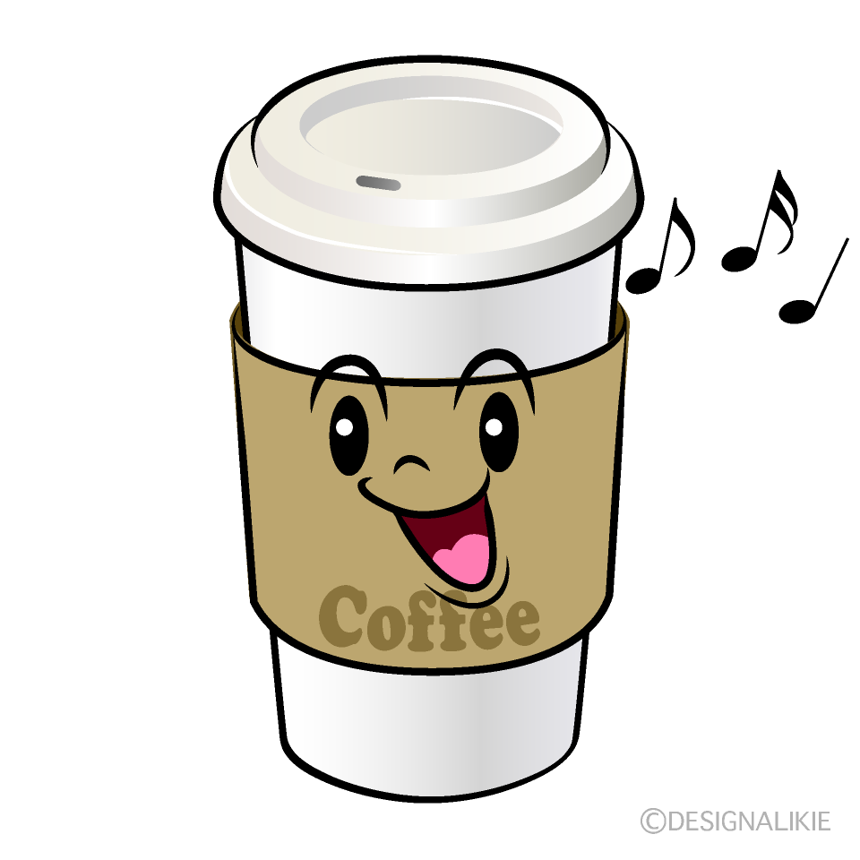 かわいい歌う紙カップコーヒーイラスト