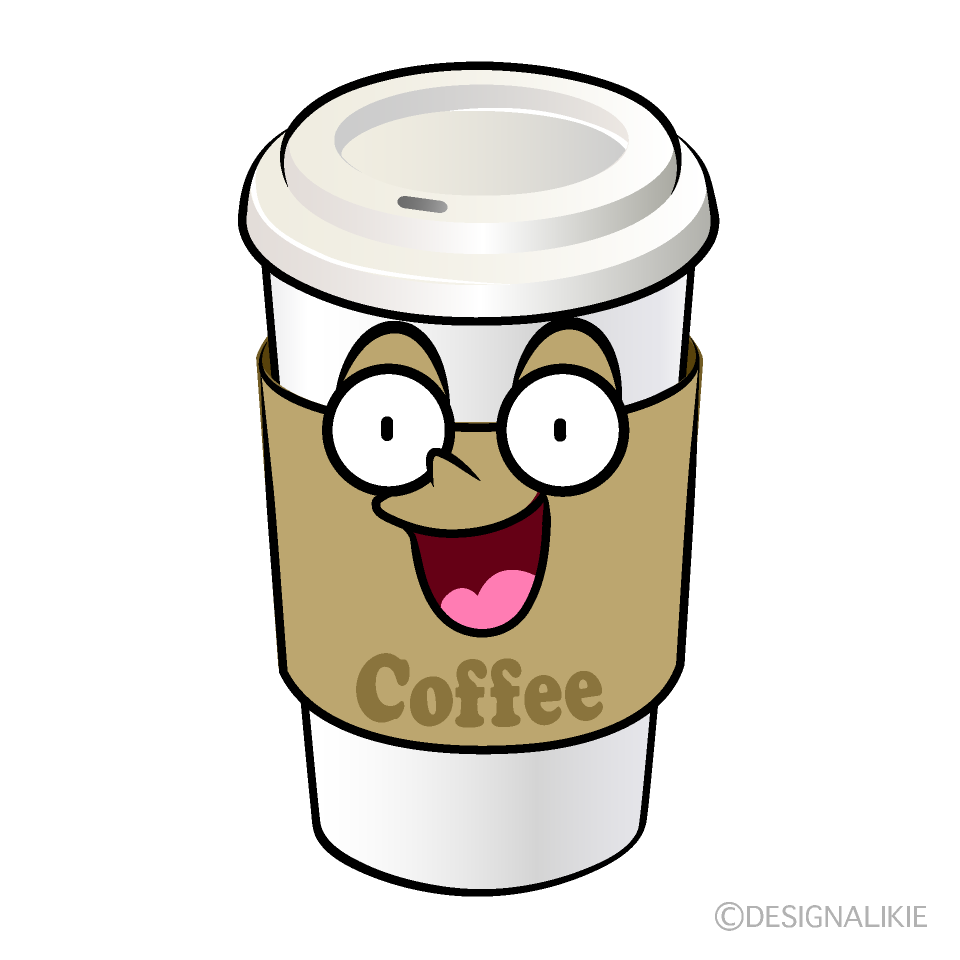 かわいい驚く紙カップコーヒーイラスト
