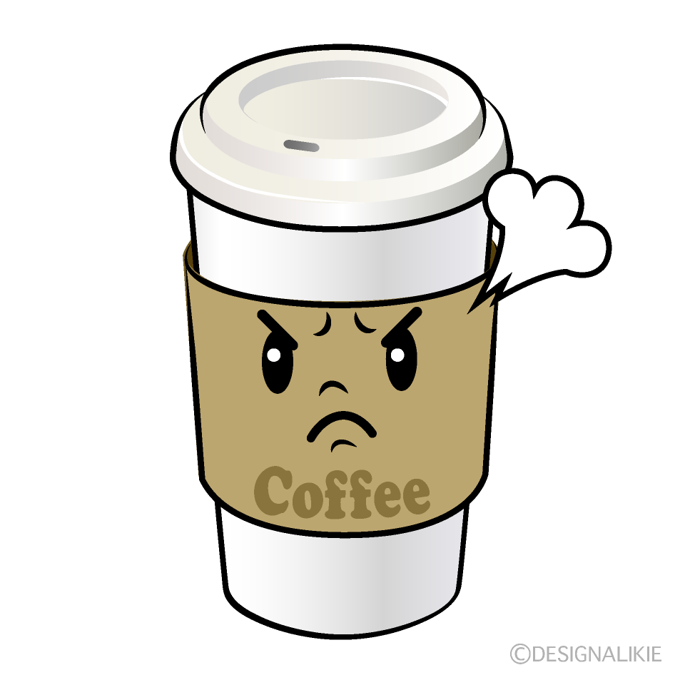 かわいい怒る紙カップコーヒーイラスト
