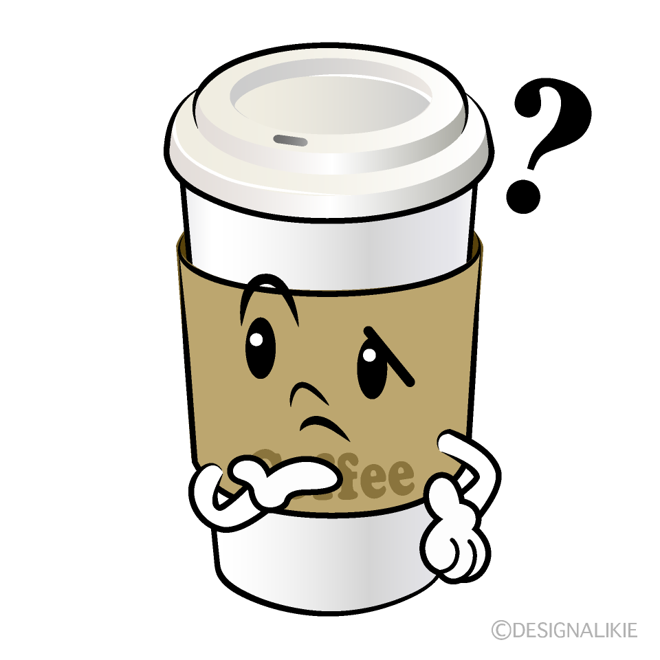 かわいい考える紙カップコーヒーイラスト