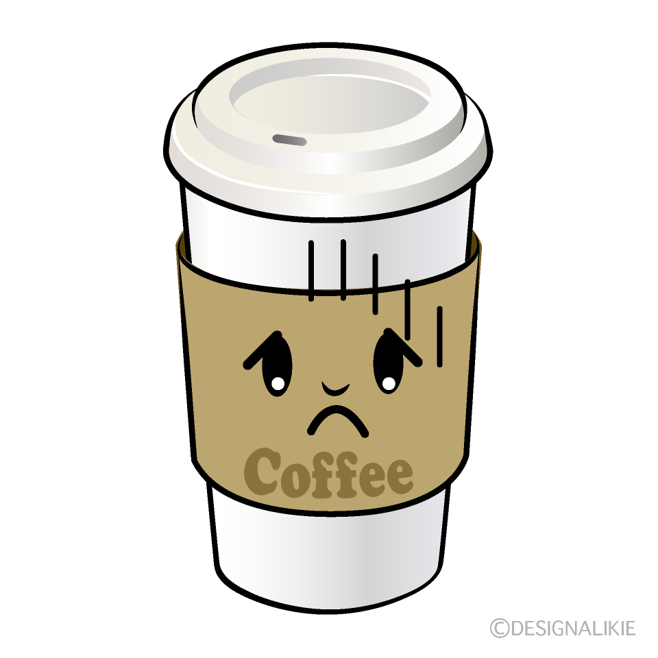 かわいい落ち込む紙カップコーヒーイラスト