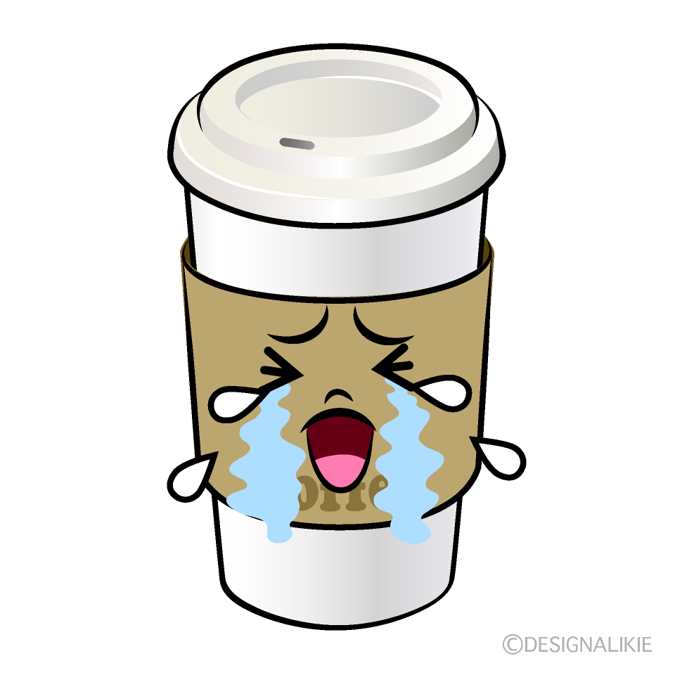 かわいい泣く紙カップコーヒーイラスト