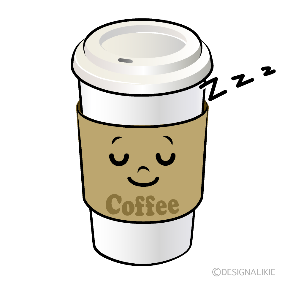 かわいい寝る紙カップコーヒーイラスト