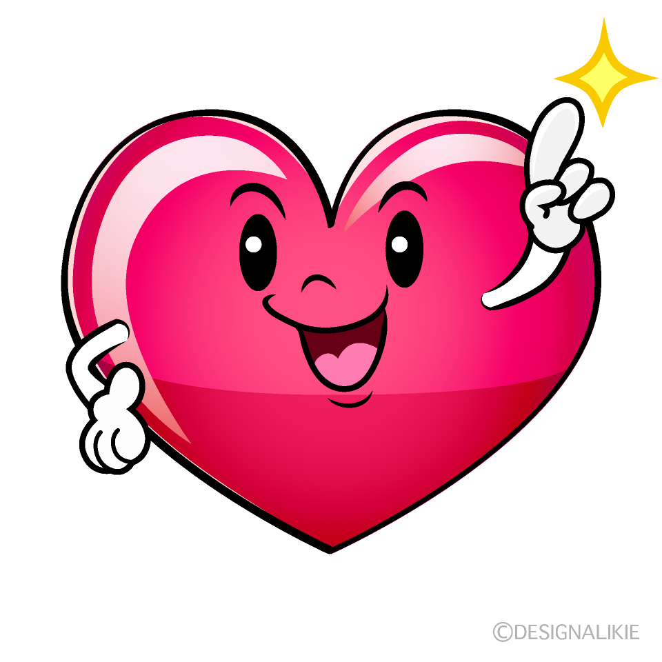 かわいい指差しするピンクハートイラスト