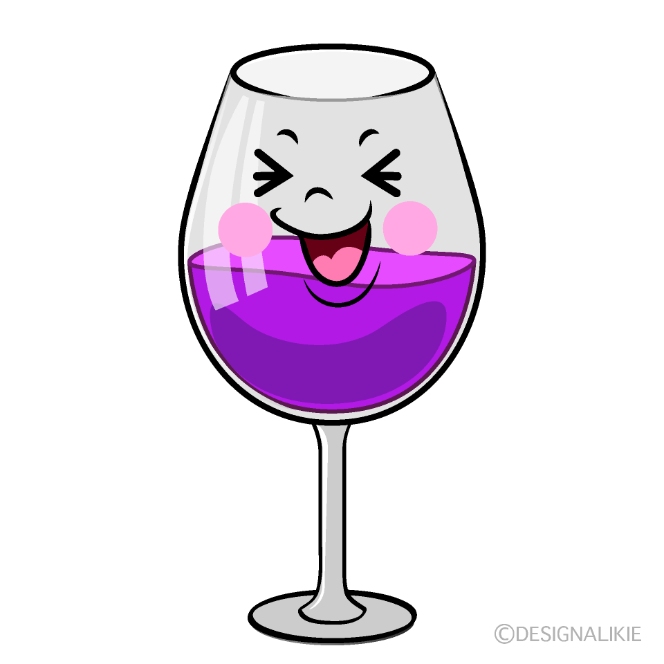 かわいい笑うワイングラスイラスト