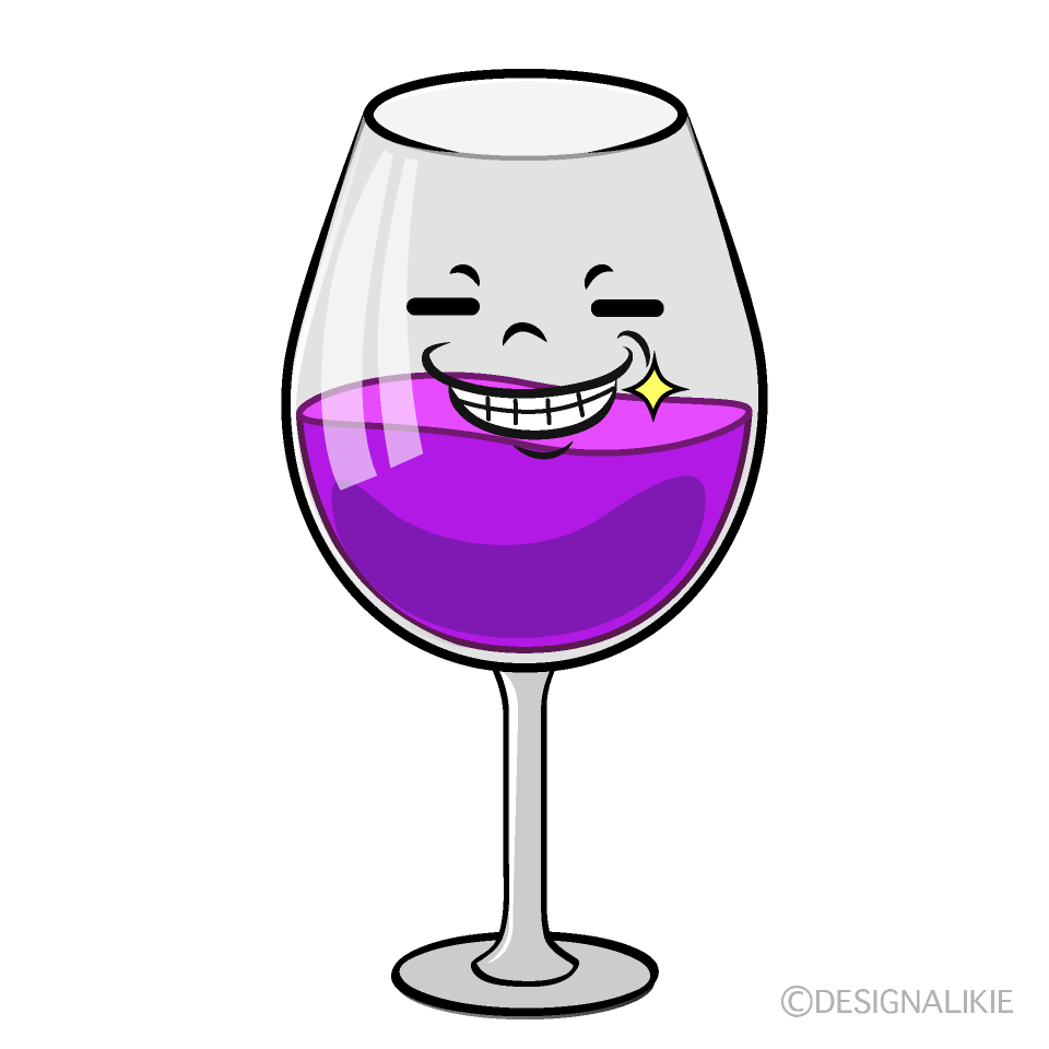 かわいいニヤリのワイングラスイラスト