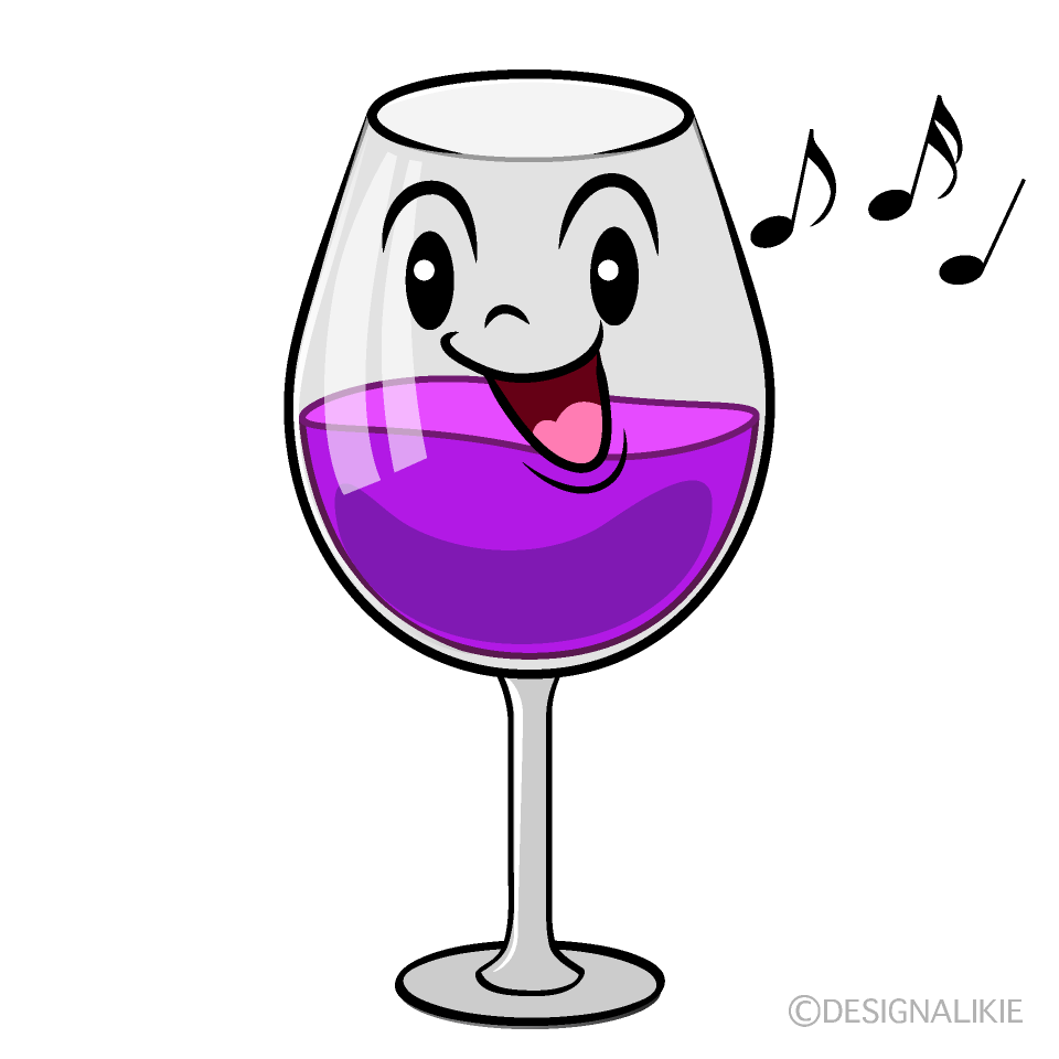 かわいい歌うワイングラスイラスト