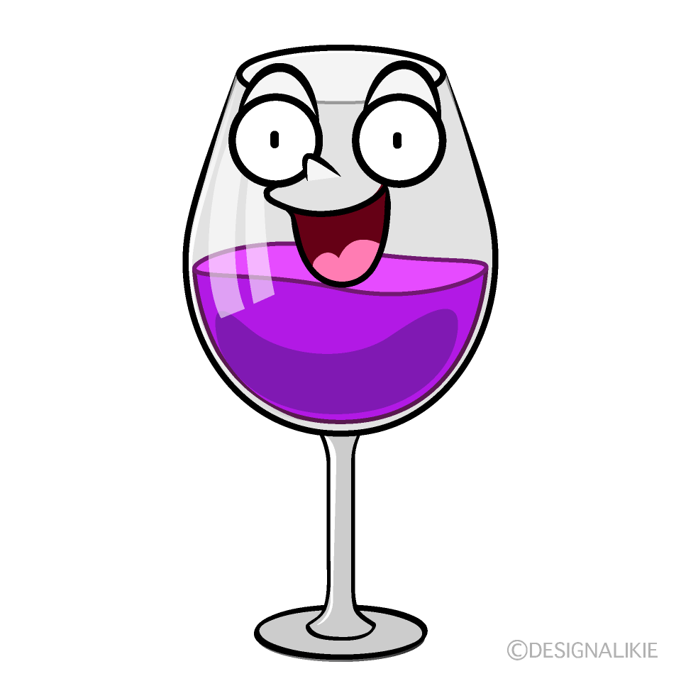かわいい驚くワイングラスイラスト