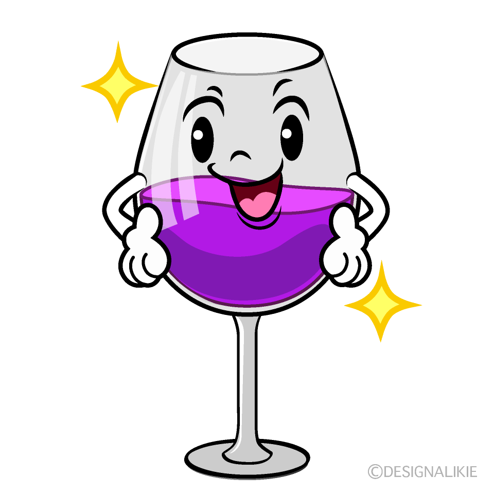 かわいい煌くワイングラスイラスト