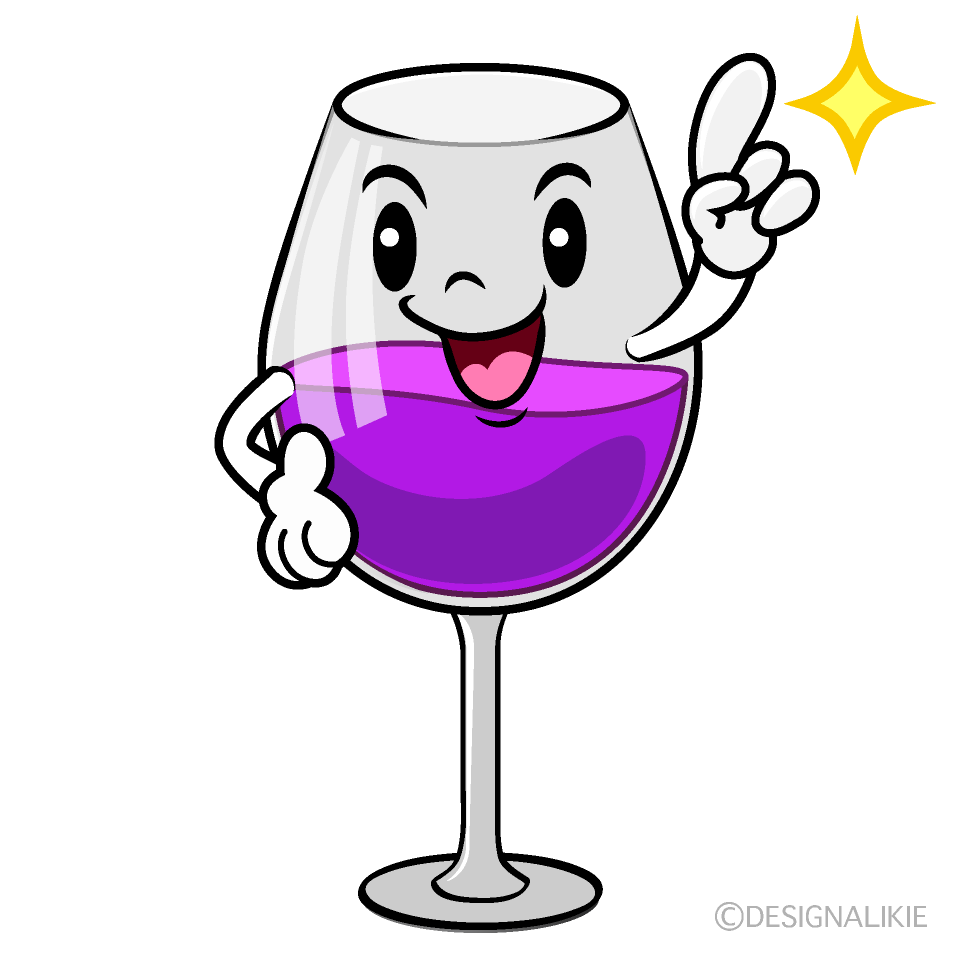 かわいい指差すワイングラスイラスト