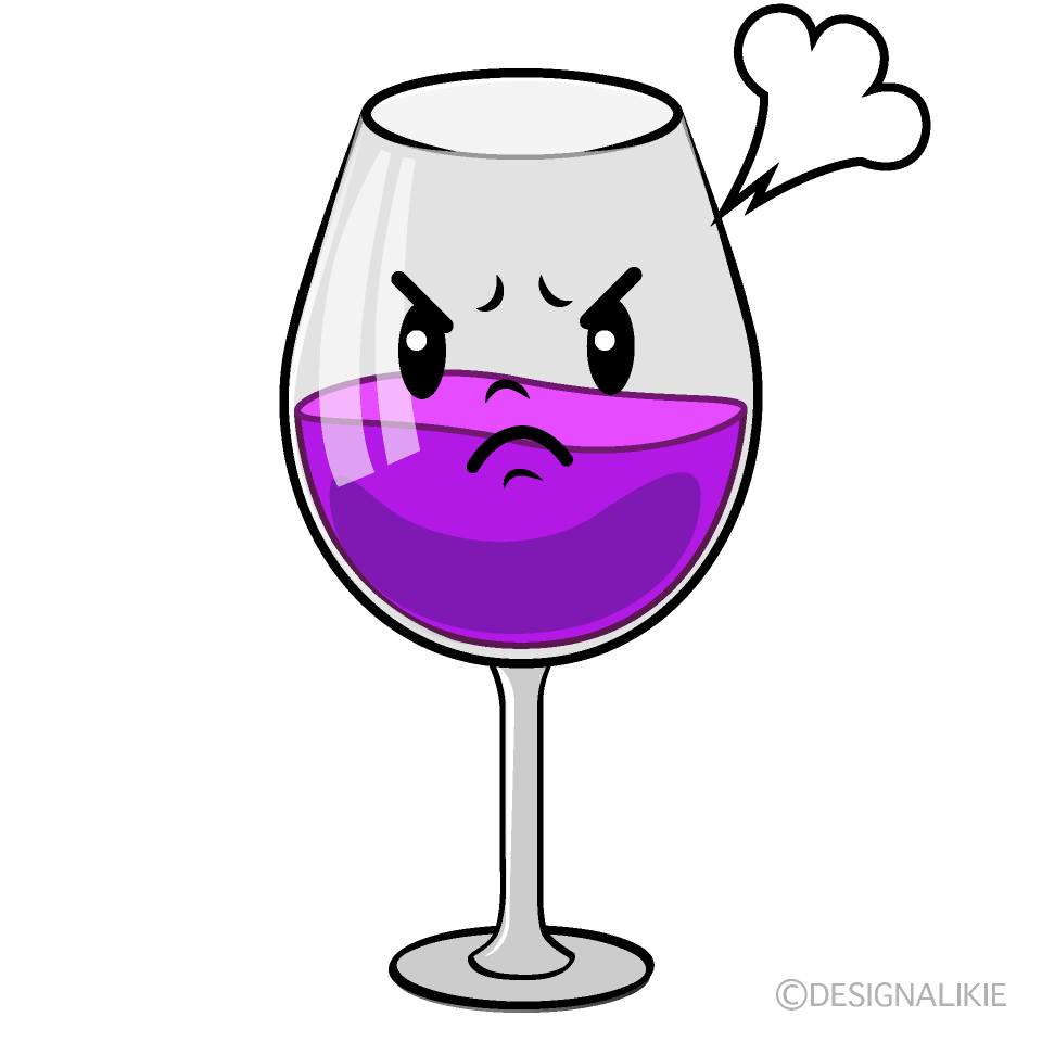 かわいい怒るワイングラスイラスト