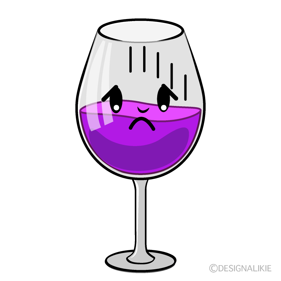 かわいい落ち込むワイングラスイラスト