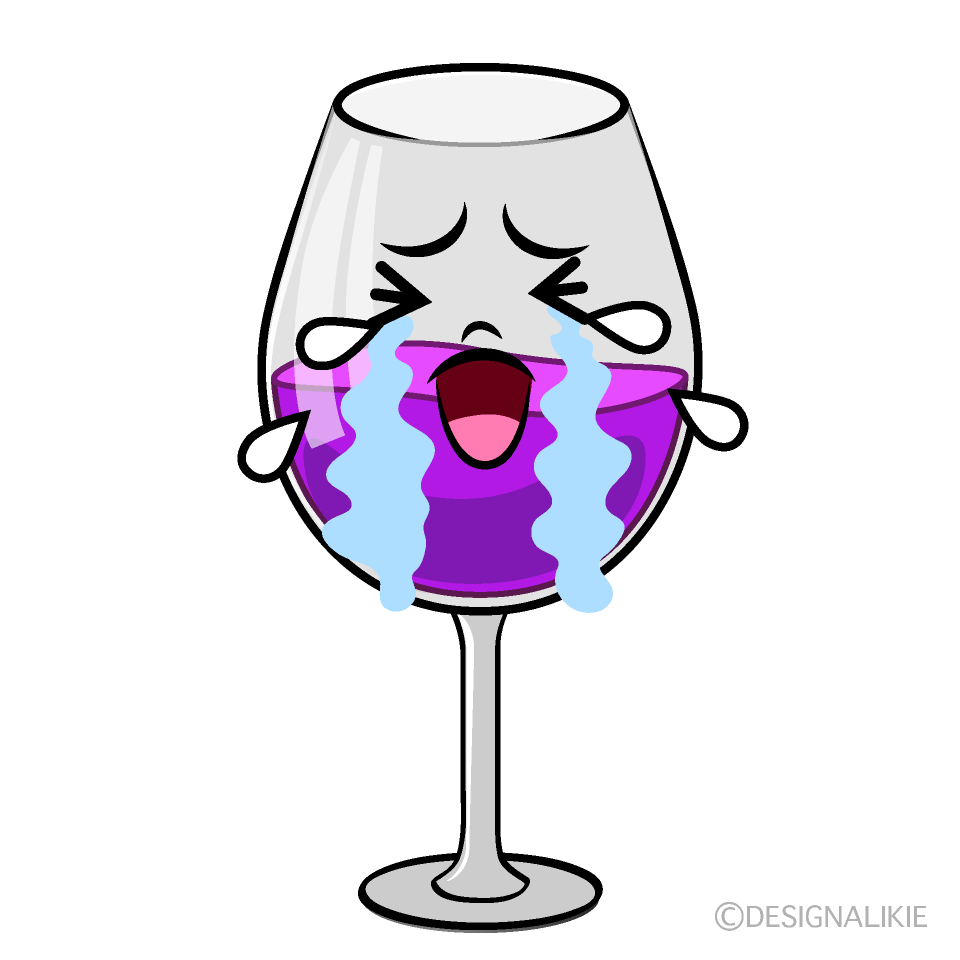 かわいい泣くワイングラスイラスト
