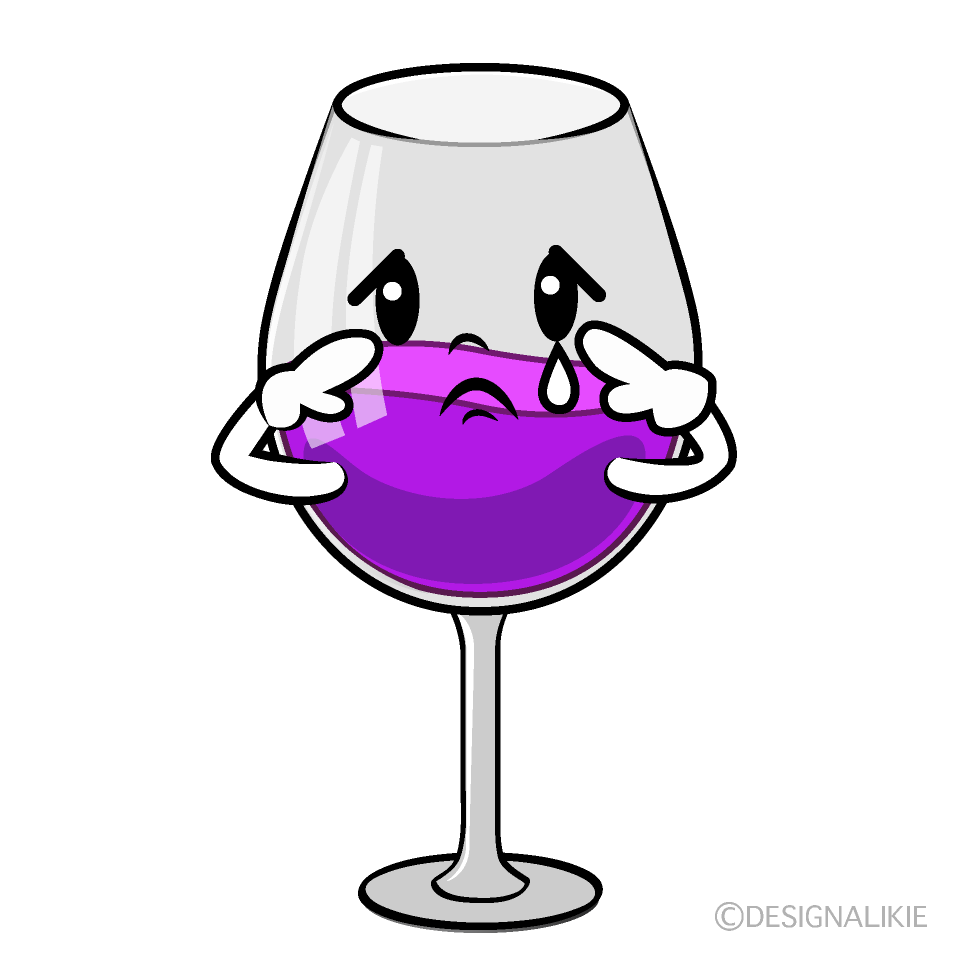 かわいい悲しいワイングラスイラスト