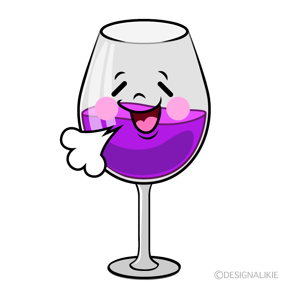 かわいいリラックスするワイングラスイラスト