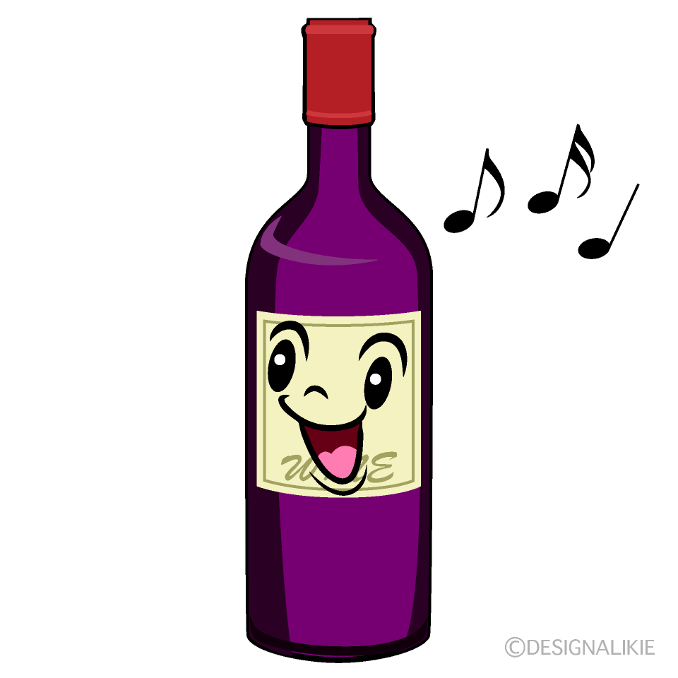 かわいい歌うワインボトルイラスト