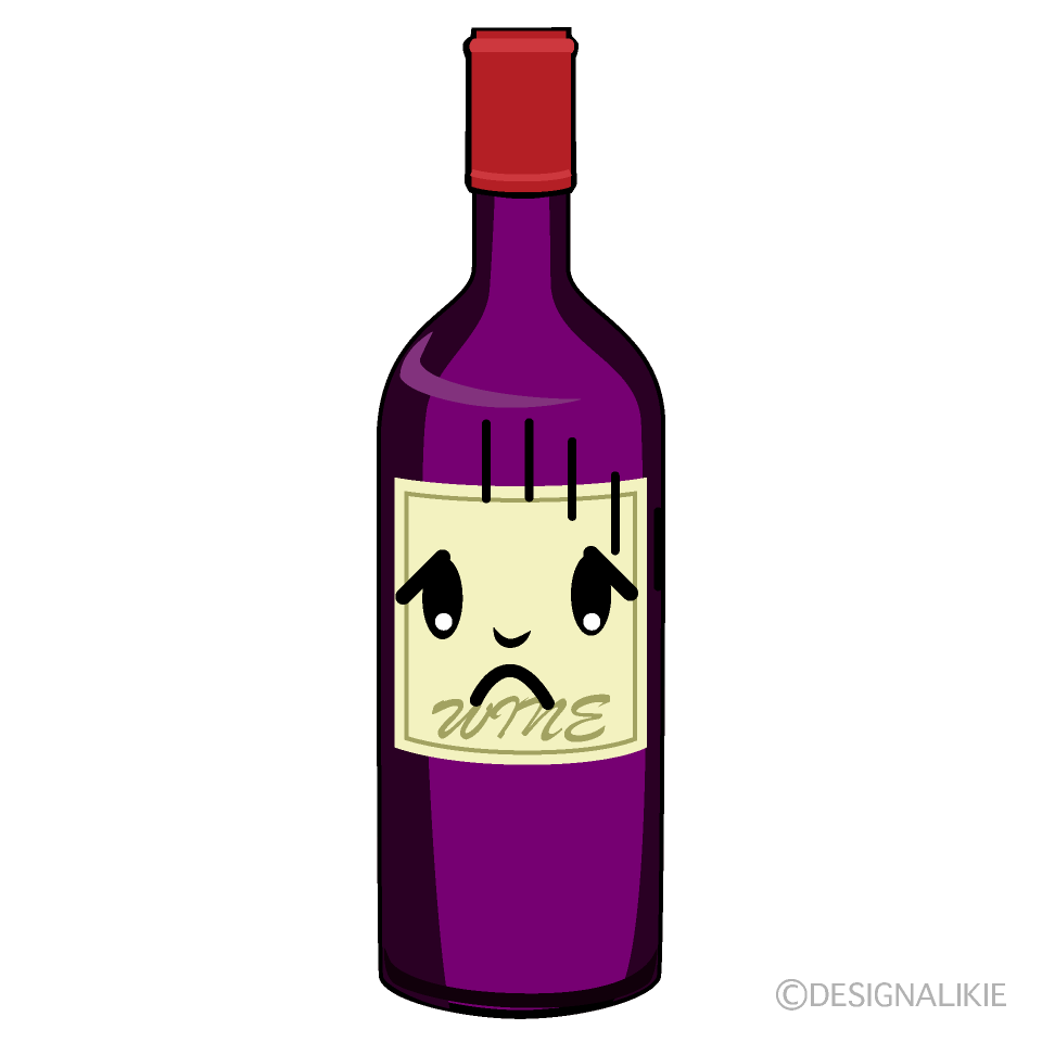 かわいい落ち込むワインボトルイラスト