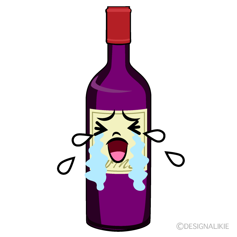かわいい泣くワインボトルイラスト