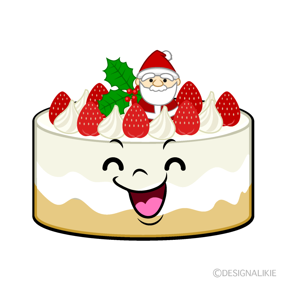 かわいい笑顔のクリスマスケーキイラスト