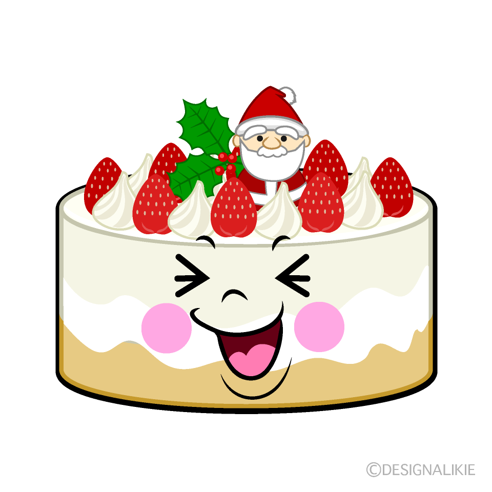 かわいい笑うクリスマスケーキイラスト