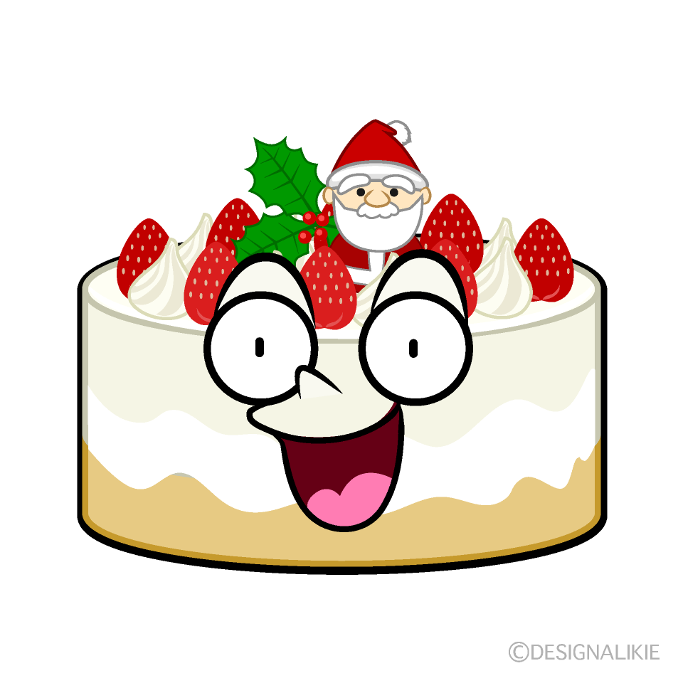 かわいい驚くクリスマスケーキイラスト