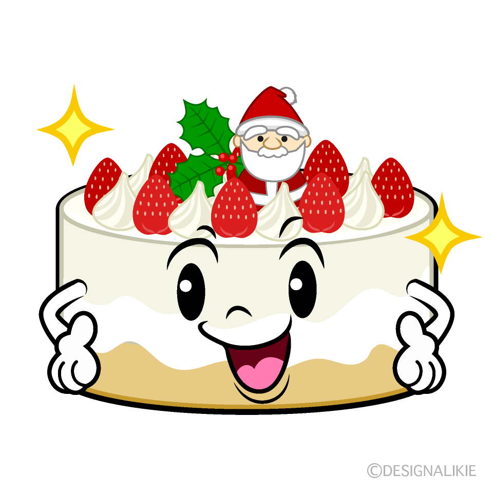 かわいい煌くクリスマスケーキイラスト