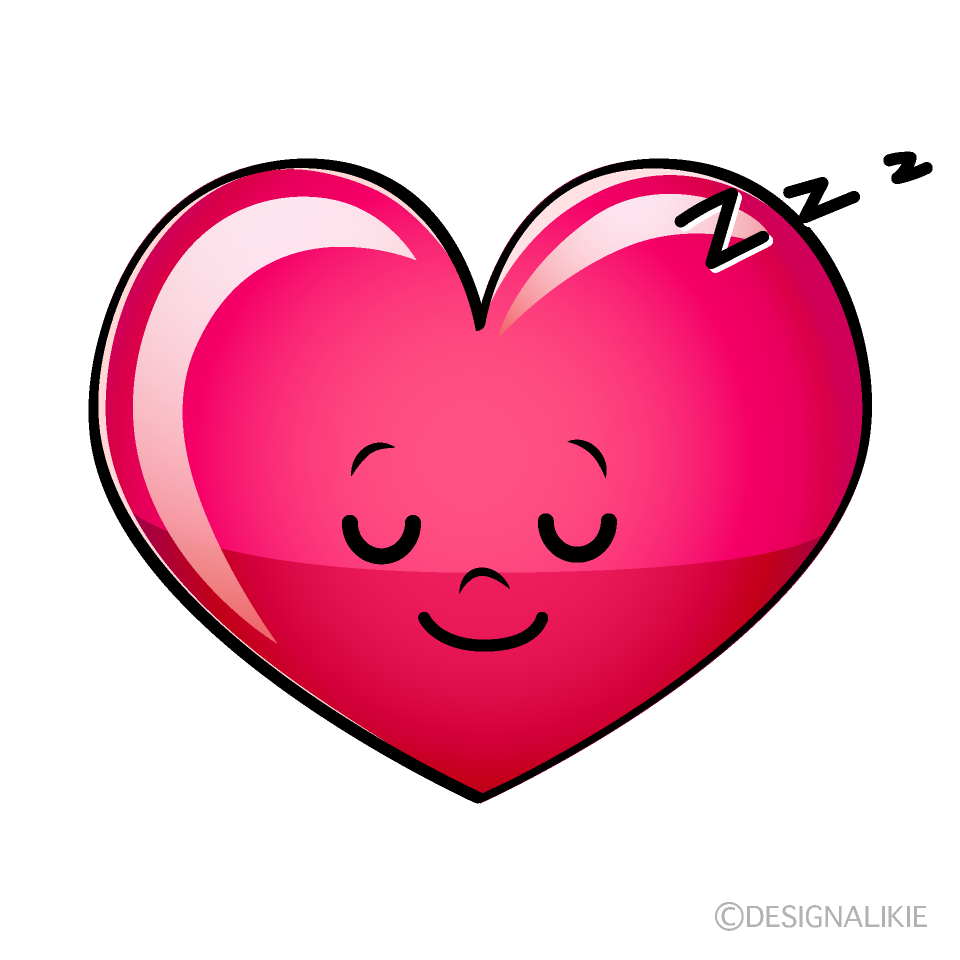 かわいい寝るピンクハートイラスト